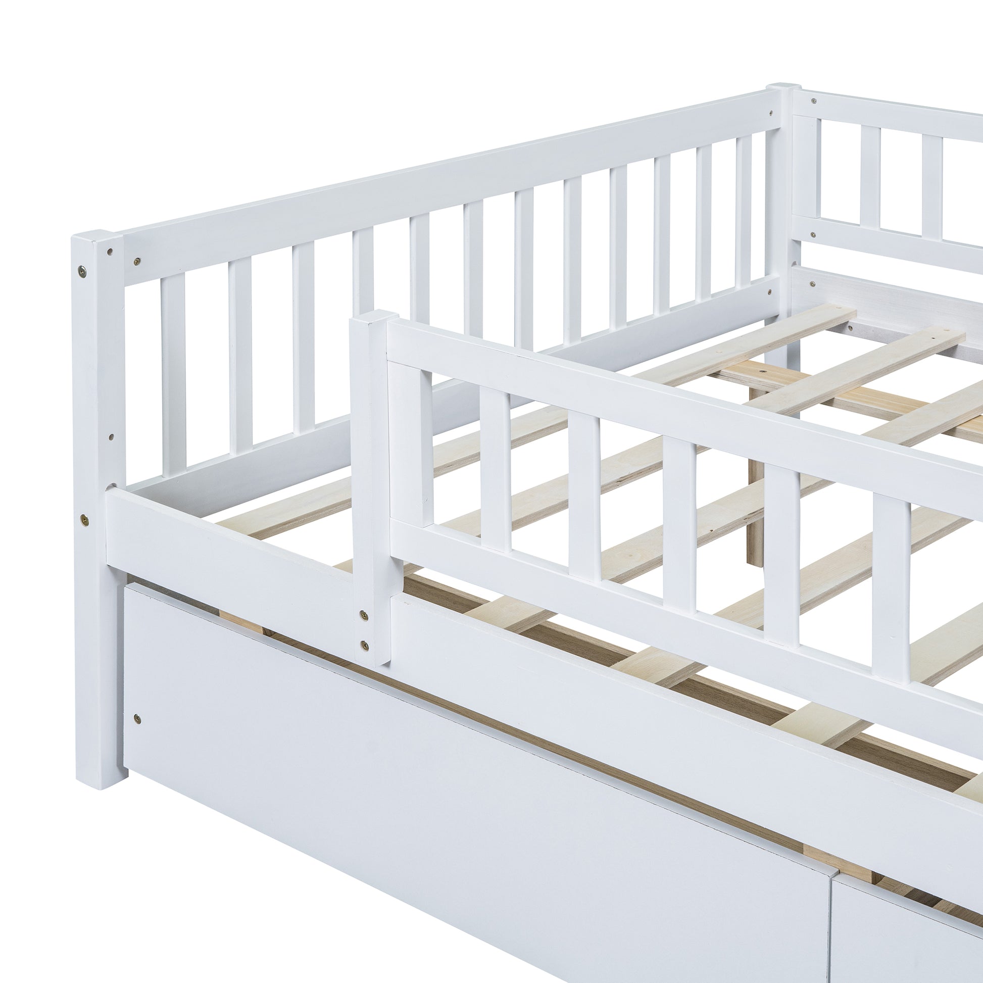 Full Size Daybed Wood Bed With Two Drawerswhite Full White Solid Wood