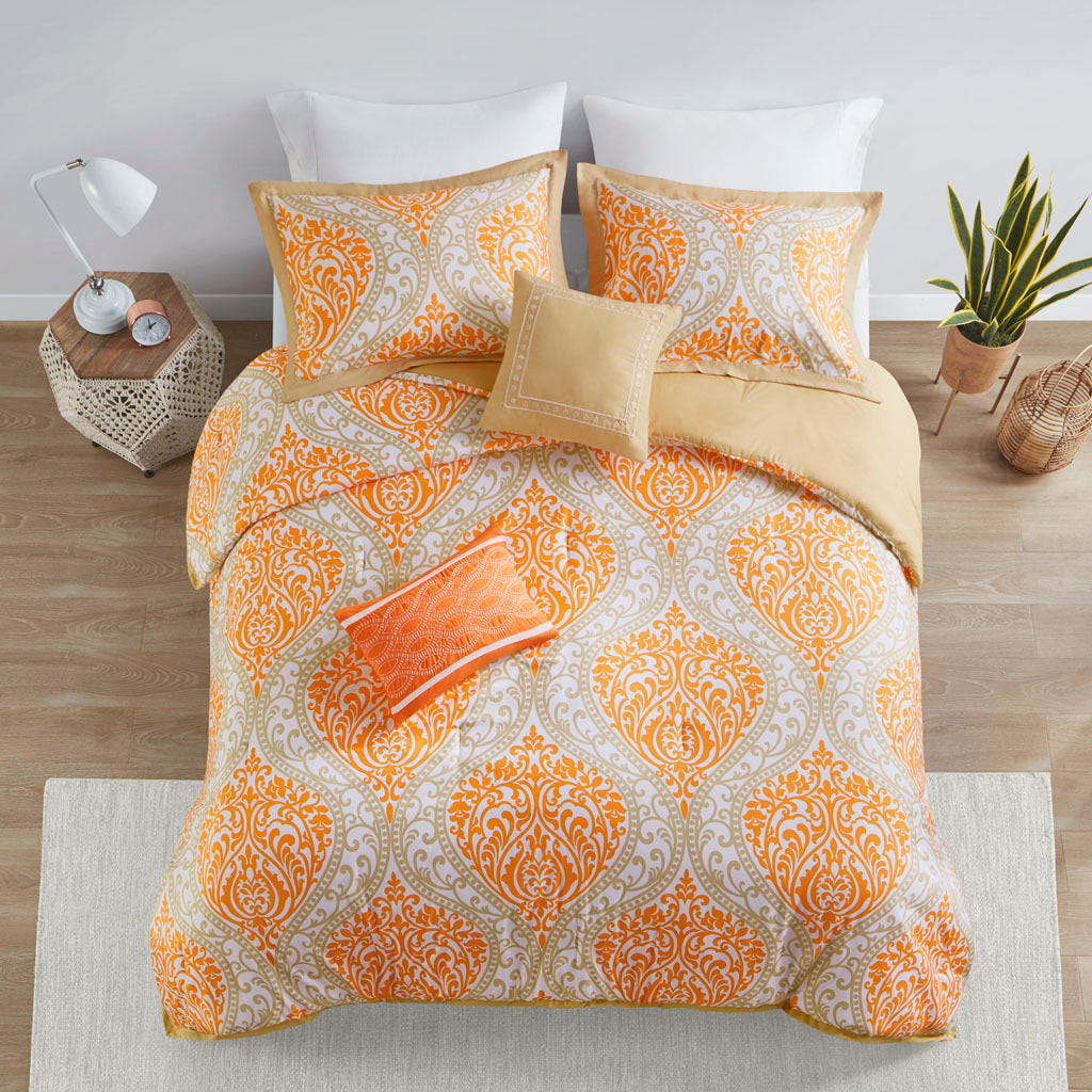 Comforter Set Twin Orange Polyester