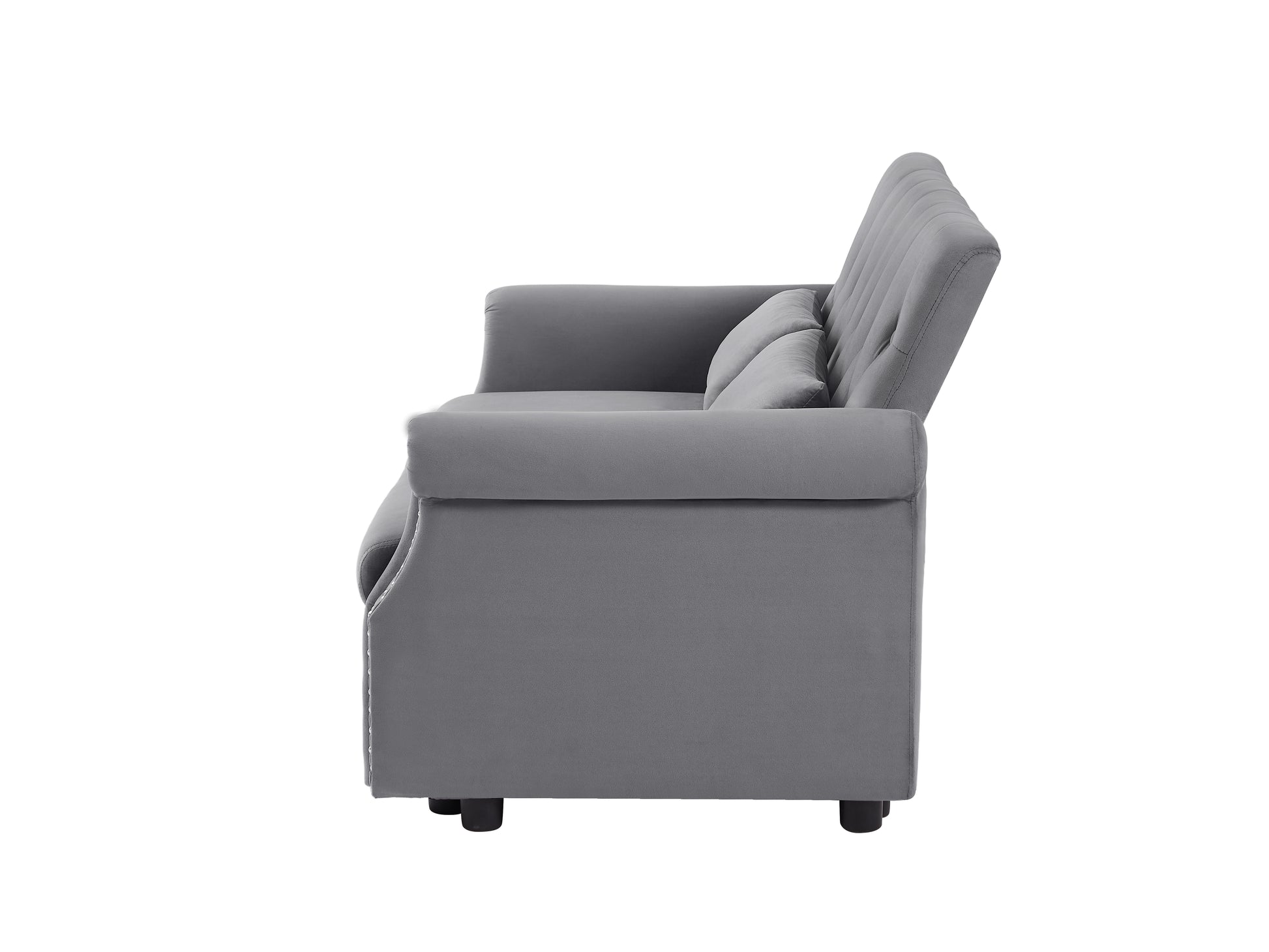 Artemax 55'' Modern Shiny Velvet Convertible Loveseat Sleeper Sofa Couch W 2 Lumbar Pillows, Adjustable Pull Out Bed And Removable Armrest For Nursery, Living Room, Apartment, Home Office Gray Foam Velvet