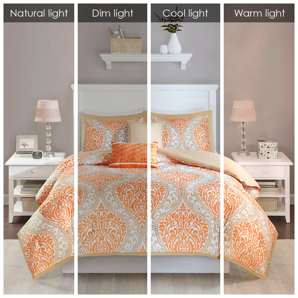 Comforter Set Twin Orange Polyester