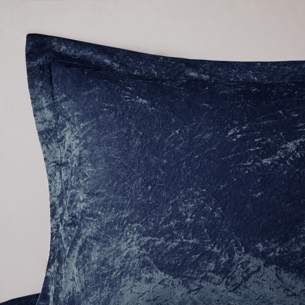 Velvet Comforter Set Twin Xl Navy Polyester