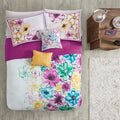 Floral Comforter Set Full Blue Polyester