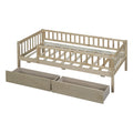 Twin Size Daybed Wood Bed With Two Drawers, Natural Twin Natural Solid Wood