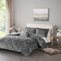 Velvet Comforter Set Twin Grey Polyester