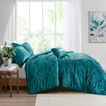 Velvet Comforter Set King Teal Polyester