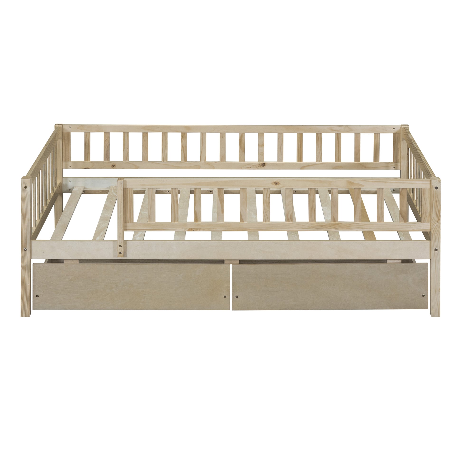 Twin Size Daybed Wood Bed With Two Drawers, Natural Twin Natural Solid Wood