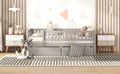 Full Size Daybed Wood Bed With Two Drawers, Gray Full Gray Solid Wood