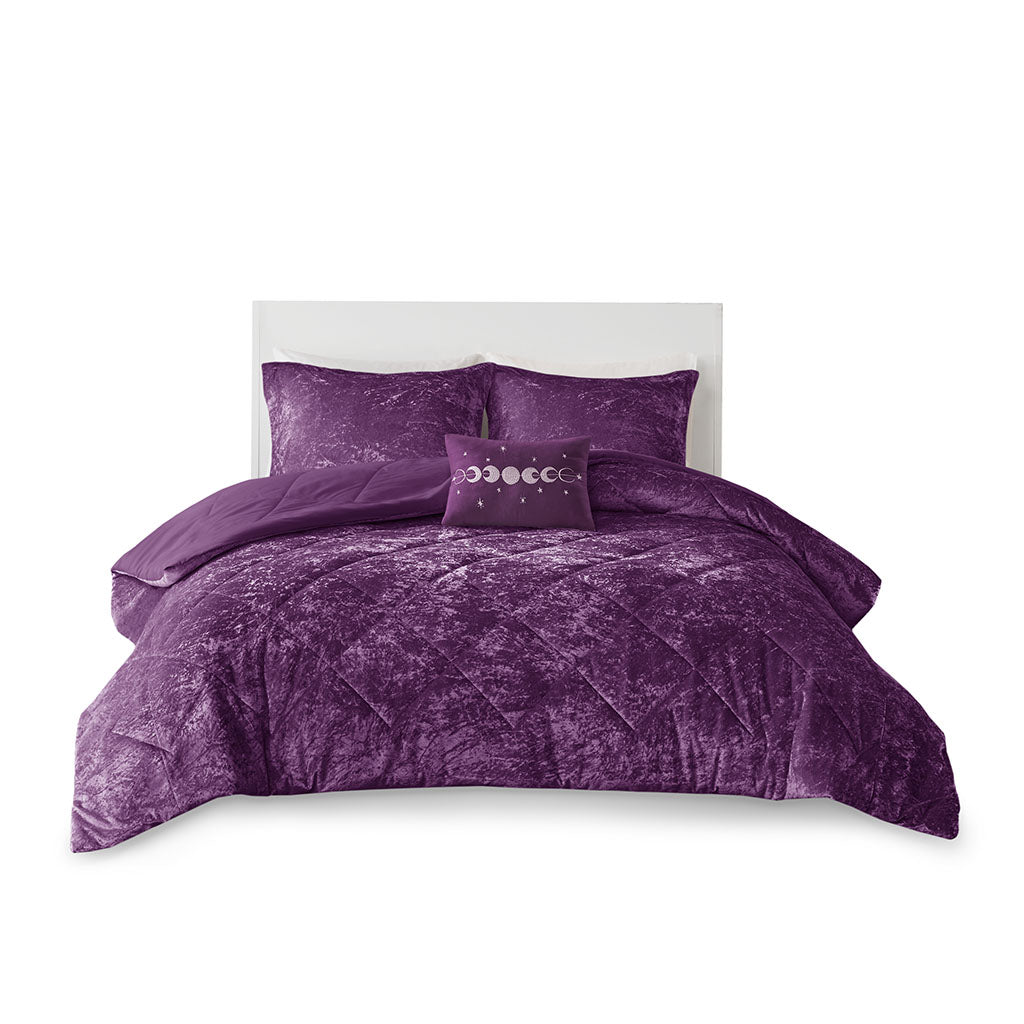 Velvet Comforter Set Twin Xl Purple Polyester