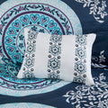Boho Comforter Set With Bed Sheets Queen Navy Polyester