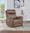 Luxurious Dual Power Recliner Warm Camel Faux Suede, Power Footrest, Power Headrest Meticulous Craftsman, Built In Usb Charging Port Camel Foam Fabric