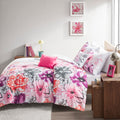 Floral Comforter Set King Pink Polyester