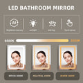 50X30 Inch Led Bathroom Medicine Cabinet Surface Mount Double Door Lighted Medicine Cabinet, Medicine Cabinets For Bathroom With Mirror Defogging, Dimmer White White Aluminium