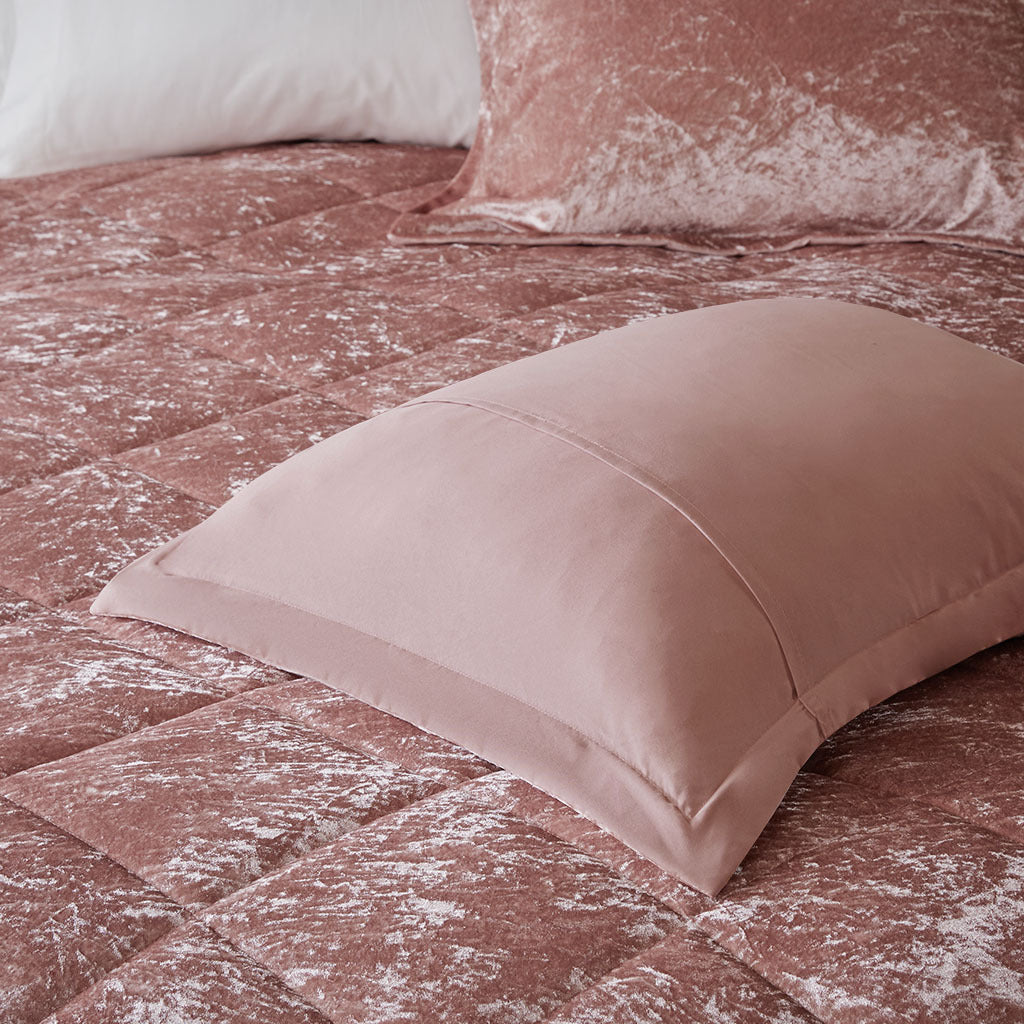 Velvet Comforter Set Full Blush Polyester