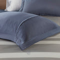 Striped Comforter Set With Bed Sheets Twin Blue Grey Polyester