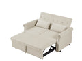 Artemax 55'' Modern Shiny Velvet Convertible Loveseat Sleeper Sofa Couch W 2 Lumbar Pillows, Adjustable Pull Out Bed And Removable Armrest For Nursery, Living Room, Apartment, Home Office Beige Foam Velvet