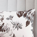 Floral Print Comforter Set King White Black Polyester