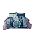 Boho Comforter Set With Bed Sheets Twin Navy Polyester