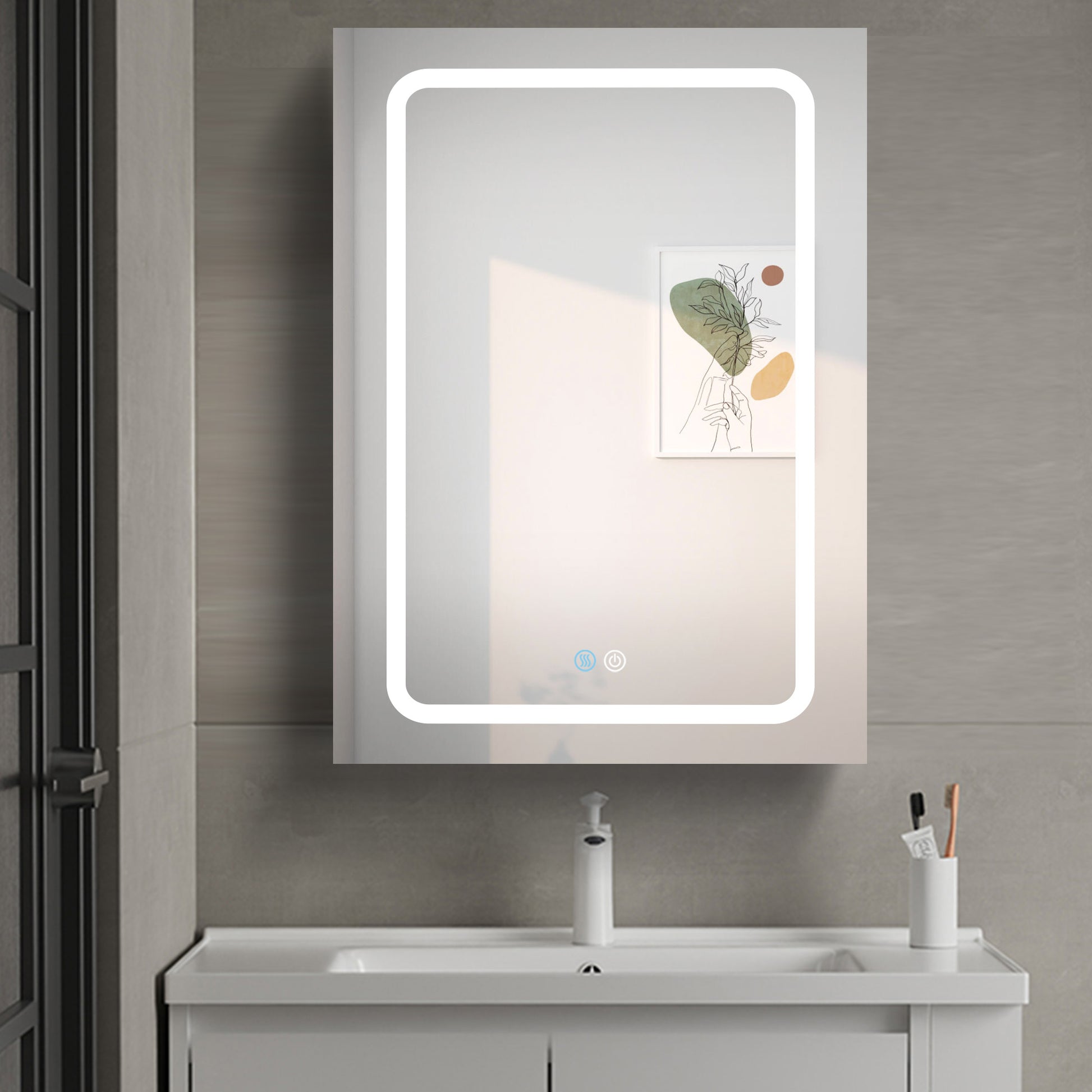 30X20 Inch Led Bathroom Medicine Cabinet Surface Mounted Cabinets With Lighted Mirror White Right Open White Classic,Modern Aluminium