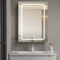 30X20 Inch Led Bathroom Medicine Cabinet Surface Mounted Cabinets With Lighted Mirror White Left Open White Modern Aluminium