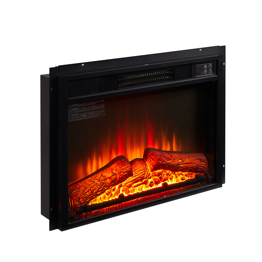 Electric Fireplace Insert 23" 1400W 120V Black Tempered Glass Sheet Metal Plastic