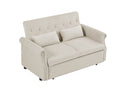 Artemax 55'' Modern Shiny Velvet Convertible Loveseat Sleeper Sofa Couch W 2 Lumbar Pillows, Adjustable Pull Out Bed And Removable Armrest For Nursery, Living Room, Apartment, Home Office Beige Foam Velvet