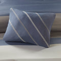 Striped Comforter Set With Bed Sheets Twin Blue Grey Polyester