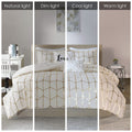 Metallic Printed Comforter Set Twin Ivory Gold Polyester