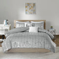 Metallic Printed Comforter Set Full Grey Silver Polyester