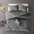 Velvet Comforter Set Full Grey Polyester