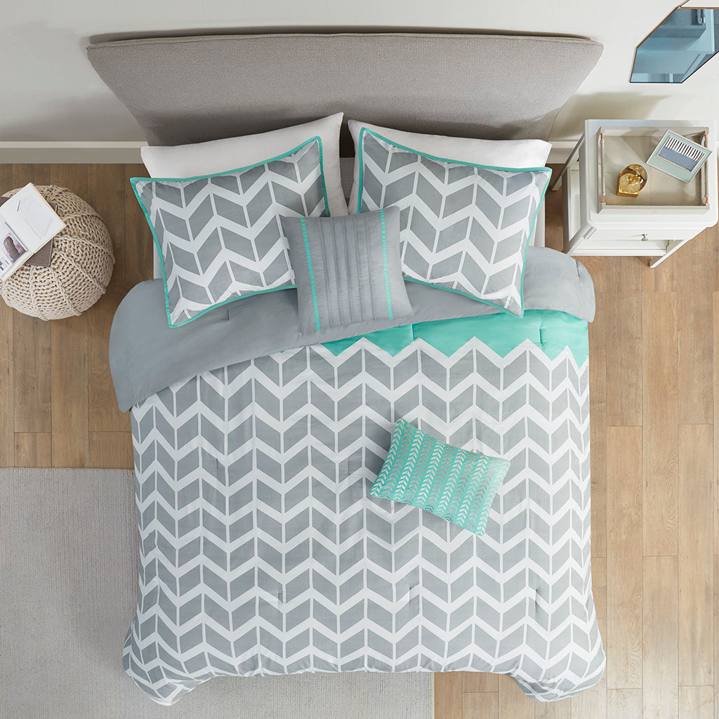 Comforter Set Full Aqua Polyester