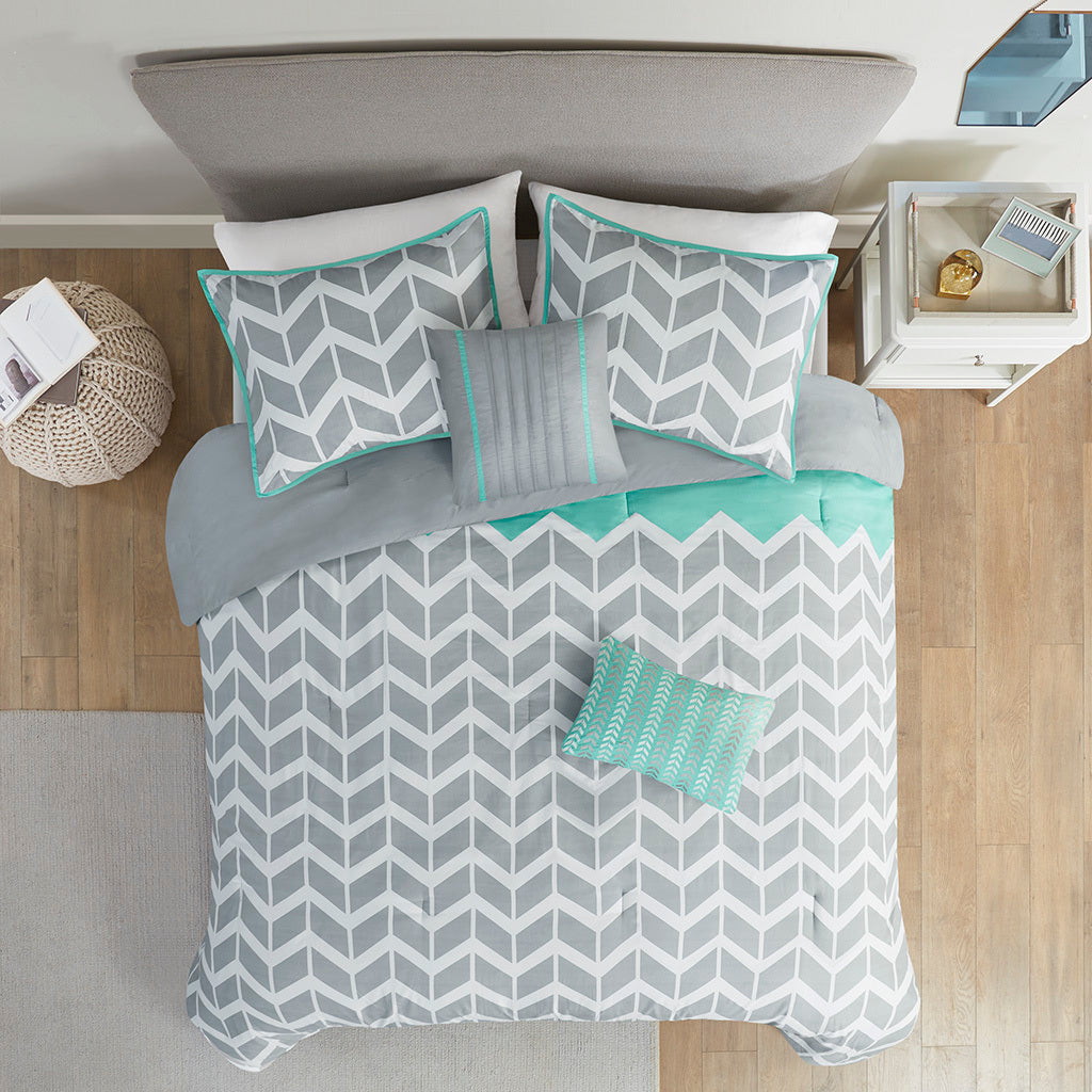 Comforter Set King Aqua Polyester