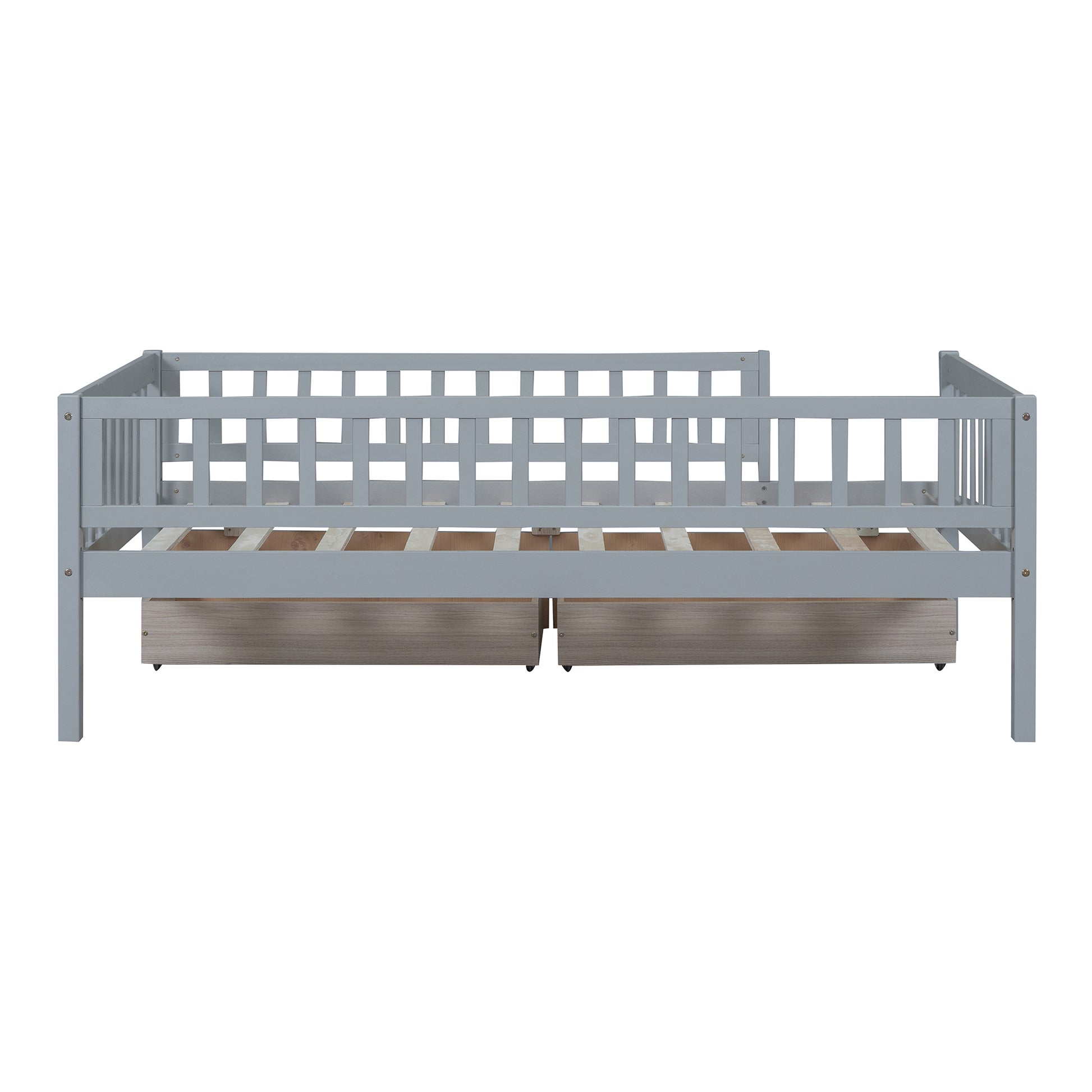 Twin Size Daybed Wood Bed With Two Drawers, Gray Twin Gray Solid Wood