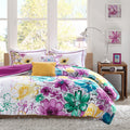 Floral Comforter Set King Blue Polyester