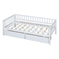 Twin Size Daybed Wood Bed With Two Drawerswhite Twin White Solid Wood