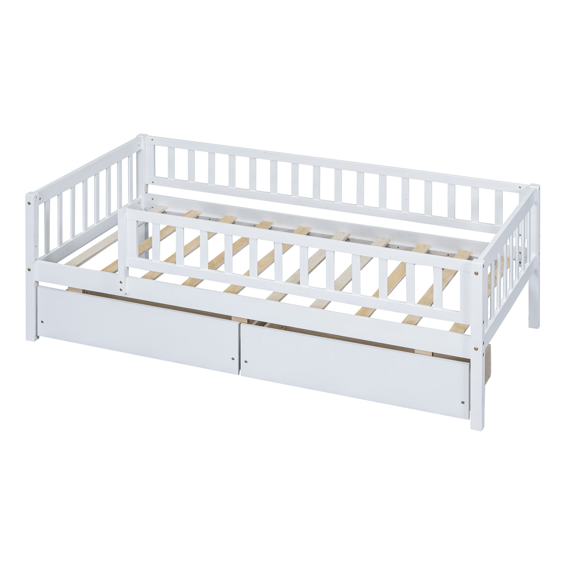 Twin Size Daybed Wood Bed With Two Drawerswhite Twin White Solid Wood