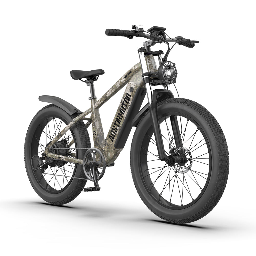 E Bike 26"1000W Electric Bike 52V 20Ah Battery Samsung All Terrain Ebike Mountain Bicycle Camouflage Lime Green Aluminium Alloy