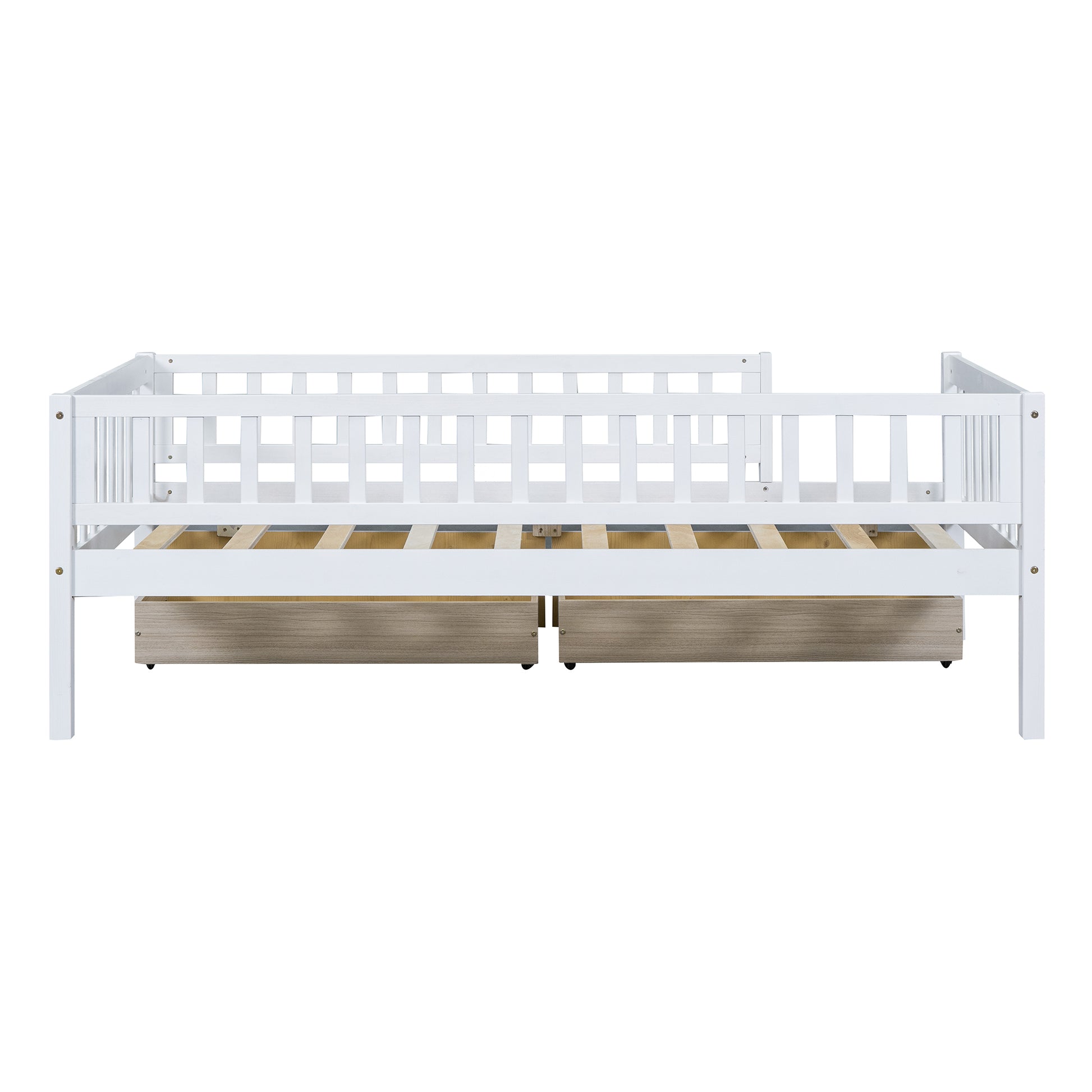 Twin Size Daybed Wood Bed With Two Drawerswhite Twin White Solid Wood