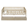 Twin Size Daybed Wood Bed With Two Drawers, Natural Twin Natural Solid Wood