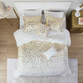 Metallic Animal Printed Comforter Set Ivory Gold Microfiber