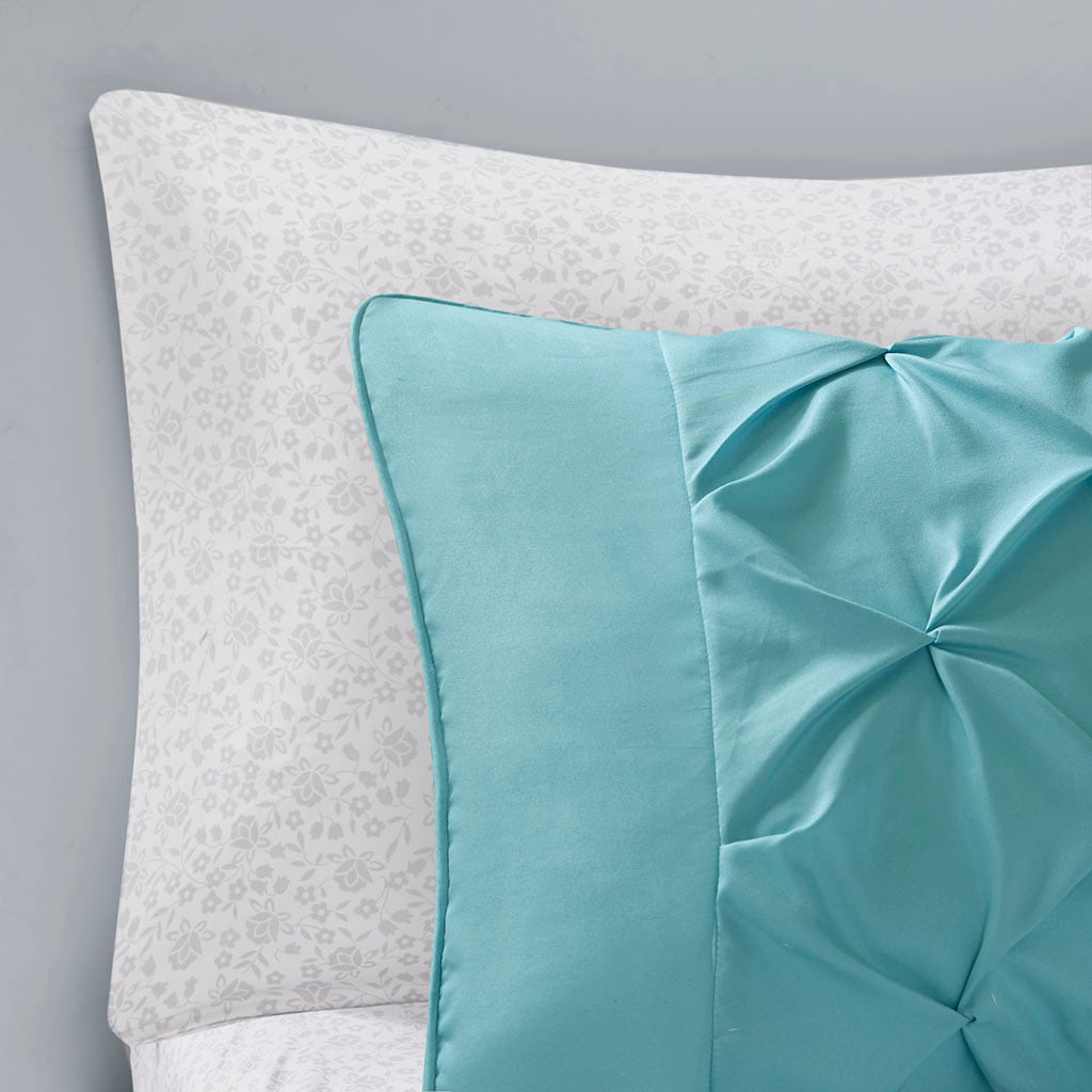 Boho Comforter Set With Bed Sheets Twin Aqua Polyester