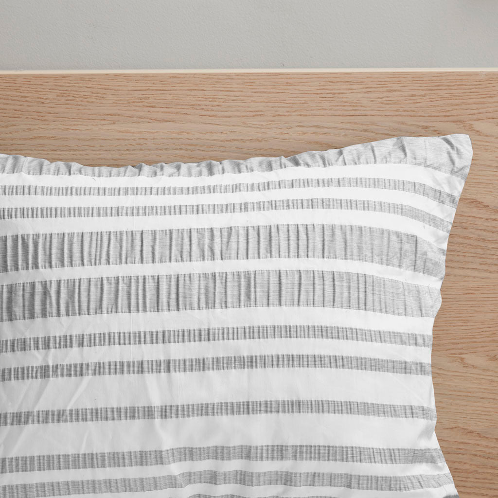 Striped Comforter Set Full Grey Microfiber