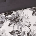 Floral Print Comforter Set King White Black Polyester