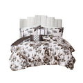 Floral Print Comforter Set Full White Black Polyester