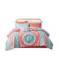 Boho Comforter Set With Bed Sheets Queen Coral Polyester