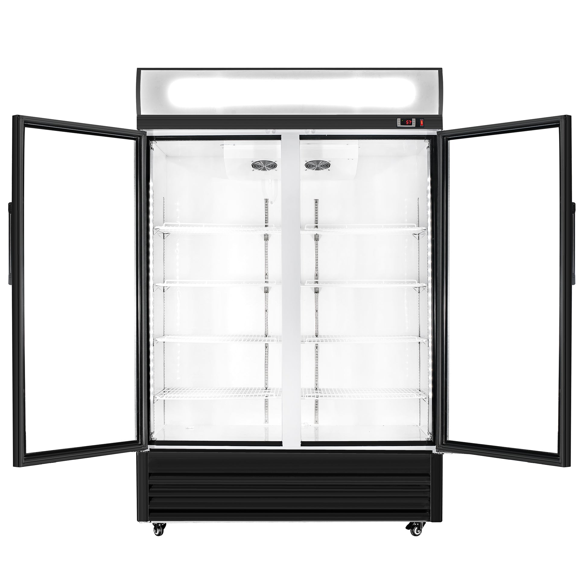 51" Glass Door Merchandiser Refrigerator Beverage Cooler With Swing Door Antique White Polyurethane Metal