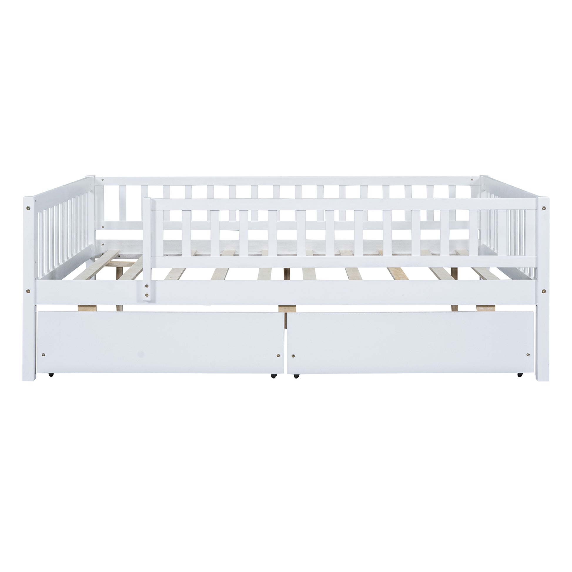 Full Size Daybed Wood Bed With Two Drawerswhite Full White Solid Wood