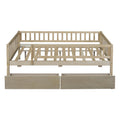 Full Size Daybed Wood Bed With Two Drawers, Natural Full Natural Solid Wood