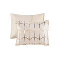 Metallic Printed Comforter Set Twin Ivory Gold Polyester