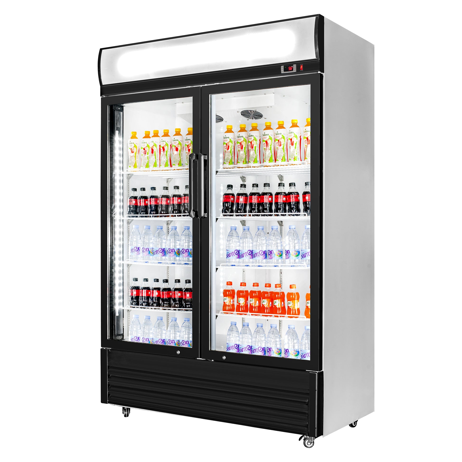 51" Glass Door Merchandiser Refrigerator Beverage Cooler With Swing Door Antique White Polyurethane Metal