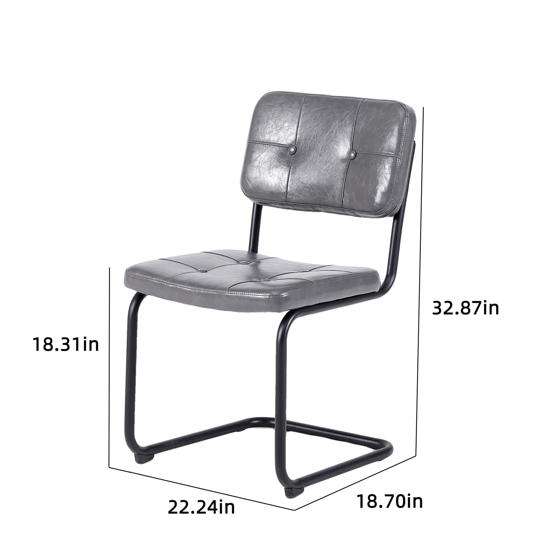 Ligth Grey Modern Simple Style Dining Chair Pu Leather Black Metal Pipe Dining Room Furniture Chair Set Of 2 Light Grey Pu Leather